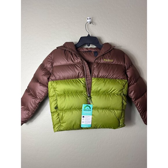 NWT MARMOT Kid's Guides Down Hoody, Pinecone/Cilantro, Small - Picture 2 of 5